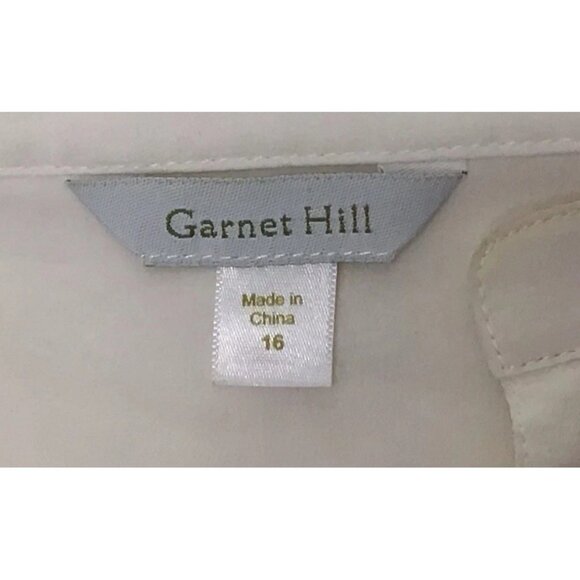 Garnet Hill Blouse 100% Silk Ivory Buttons Pleats Long Sleeves 16 Roll Tab Slv - Picture 8 of 12